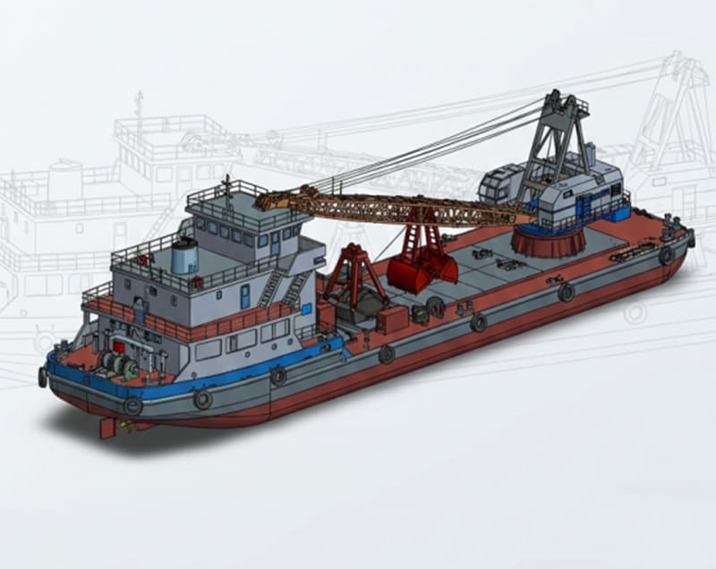 SKK360 crane grab dredger for sale, built in 1995